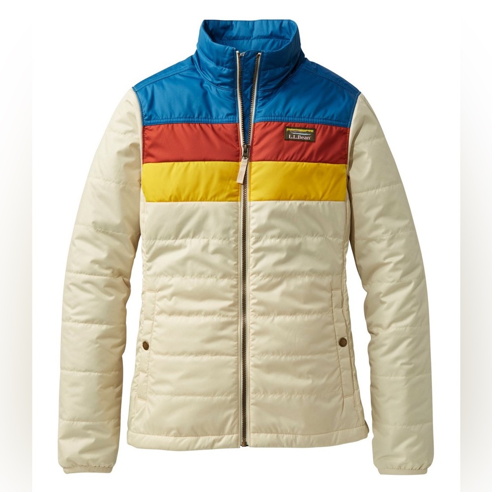 L.L.Bean Mountain Classic Puffer Jacker, Women’s medium color-block. NWOT